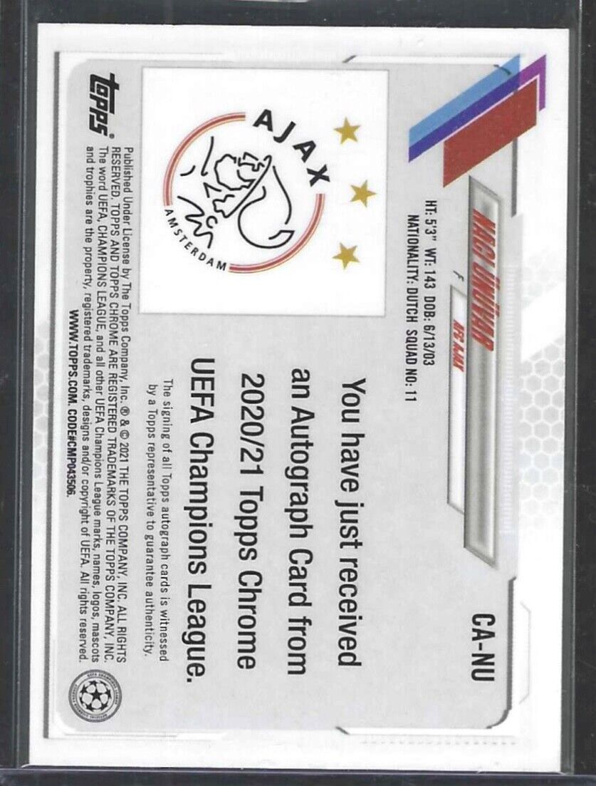 NACI UNUVAR 2020-21 TOPPS CHROME UEFA SILVER REFRACTOR AUTO #CA-NU