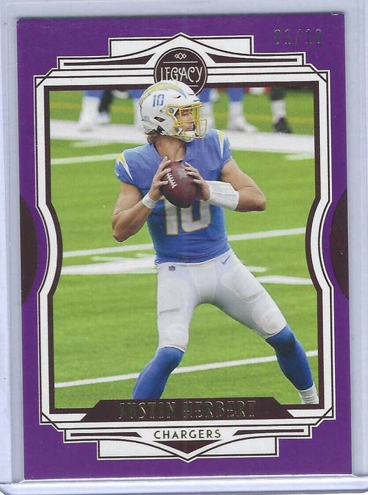 JUSTIN HERBERT 2021 PANINI LEGACY PURPLE #D 01/10
