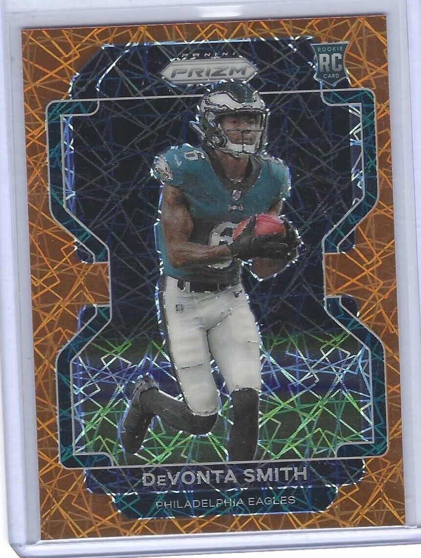 DEVONTA SMITH 2021 PANINI PRIZM ORANGE LAZER PRIZM ROOKIE RC #335
