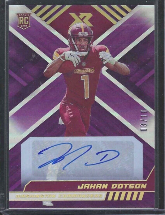 JAHAN DOTSON 2022 PANINI XR PURPLE FOIL ROOKIE AUTO RC #D 03/10