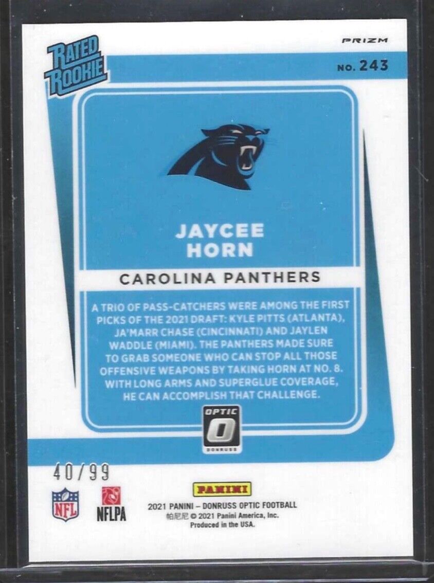 JAYCEE HORN 2021 PANINI DONRUSS OPTIC RED HOLO PRIZM RATED ROOKIE RC #D 40/99