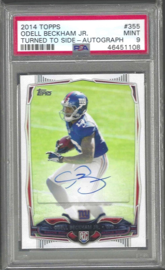 ODELL BECKHAM JR 2014 TOPPS TURNED TO SIDE PHOTO VARIATION AUTO RC PSA 9 POP 2