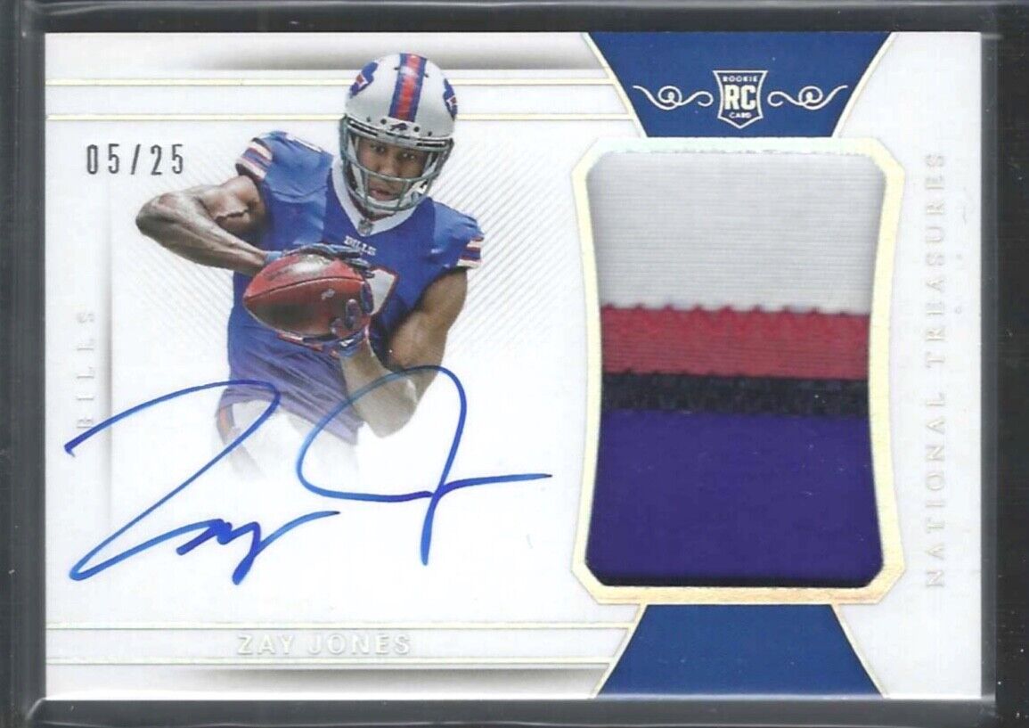 ZAY JONES 2017 PANINI NATIONAL TREASURES SILVER RPA ROOKIE PATCH AUTO RC #D 5/25