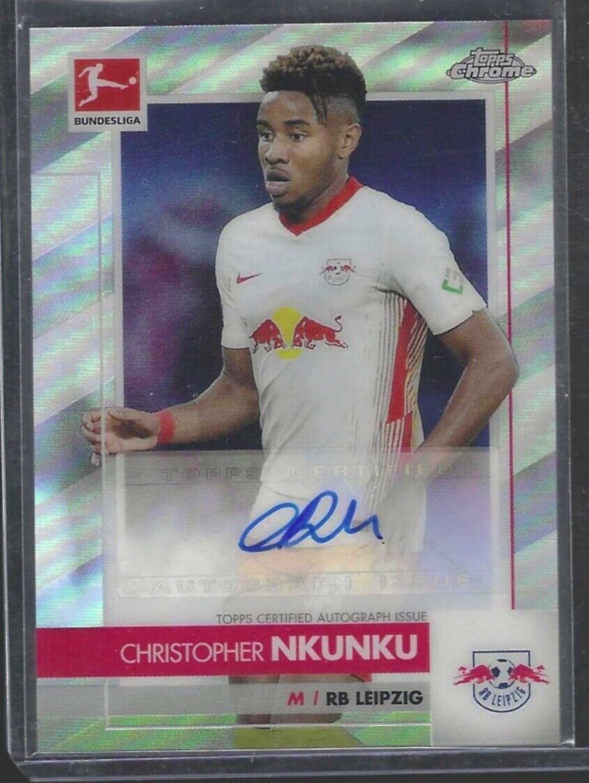 CHRISTOPHER NKUNKU 2020-21 TOPPS CHROME BUNDESLIGA SILVER REFRACTOR AUTO RC