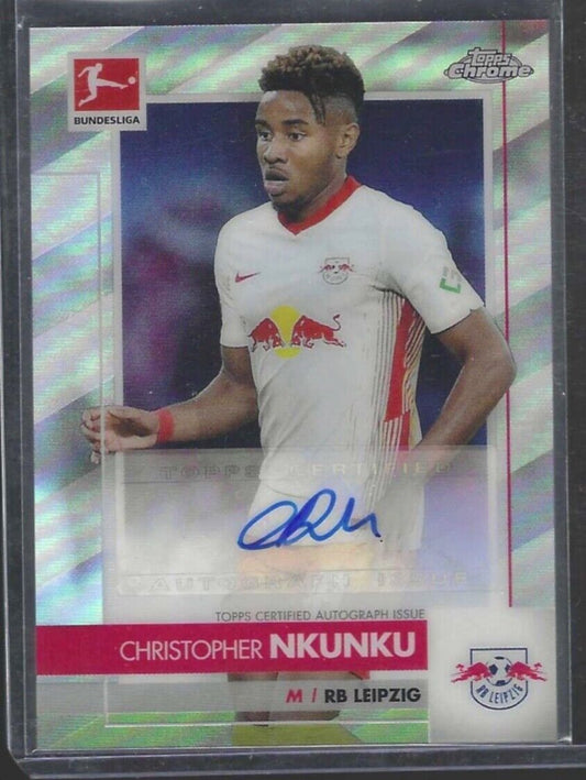 CHRISTOPHER NKUNKU 2020-21 TOPPS CHROME BUNDESLIGA SILVER REFRACTOR AUTO RC