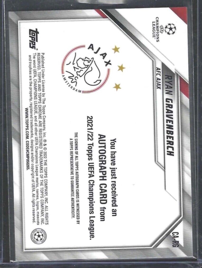 RYAN GRAVENBERCH 2021-22 TOPPS CHROME UEFA SILVER REFRACTOR AUTO #CA-RG