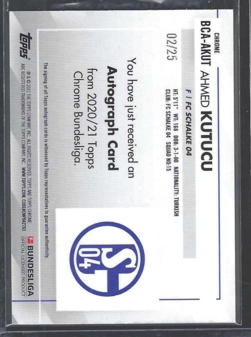 AHMED KUTUCU 2020-21 TOPPS CHROME BUNDESLIGA ORANGE REFRACTOR AUTO #D 02/25