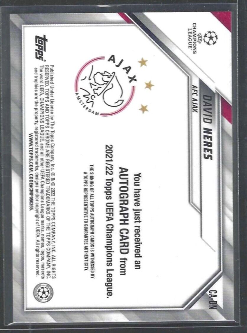 DAVID NERES 2021-22 TOPPS CHROME UEFA NEGATIVE RAYWAVE REFRACTOR AUTO #CA-DN