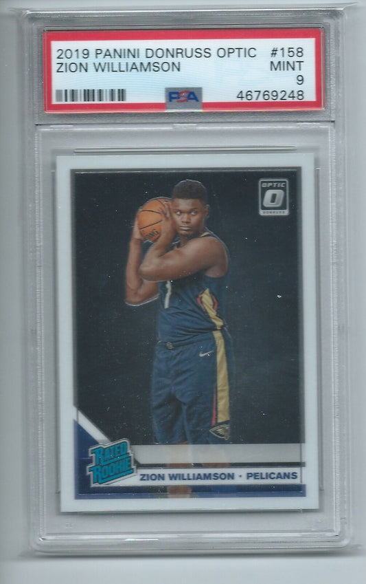 ZION WILLIAMSON 2019-20 PANINI DONRUSS OPTIC RATED ROOKIE RC #158 PSA 9 MINT