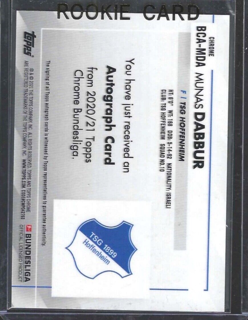 MUNAS DABBUR 2020-21 TOPPS CHROME BUNDESLIGA SILVER REFRACTOR AUTO #BCA-MDA