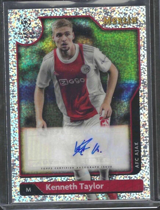KENNETH TAYLOR 2021-22 TOPPS MERLIN SILVER SPECKLE REFRACTOR AUTO #D 042/150