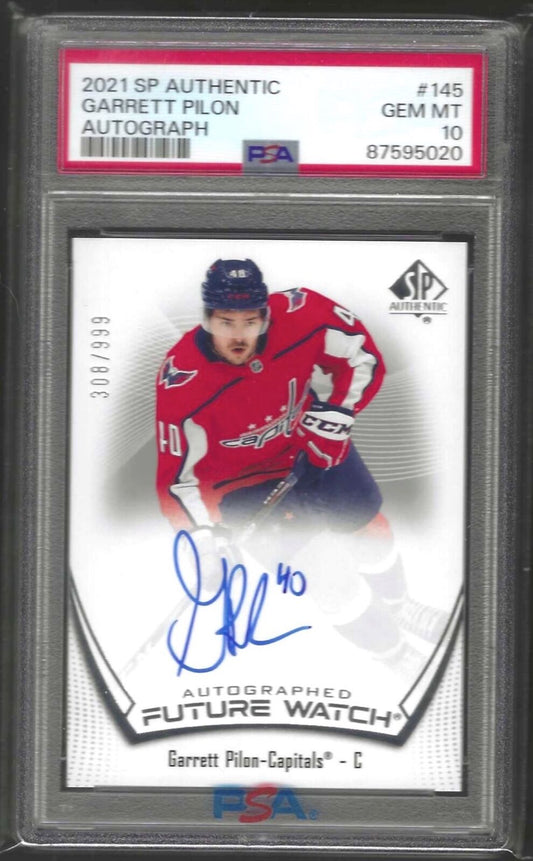 GARRETT PILON 2021 SP AUTHENTIC FUTURE WATCH AUTO RC /999 PSA 10 GEM MINT POP 3