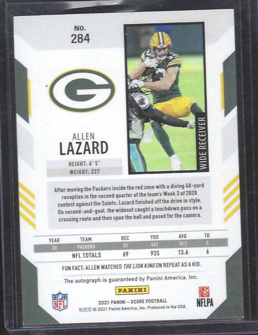 ALLEN LAZARD 2021 PANINI SCORE AUTO #284