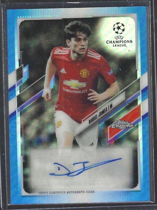 DANIEL JAMES 2020-21 TOPPS CHROME UEFA BLUE REFRACTOR AUTO #D 013/150
