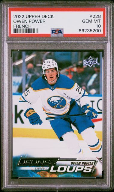 OWEN POWER 2022 UPPER DECK FRENCH JEUNES LOUPS YOUNG GUNS RC SP #228 PSA 10 GEM