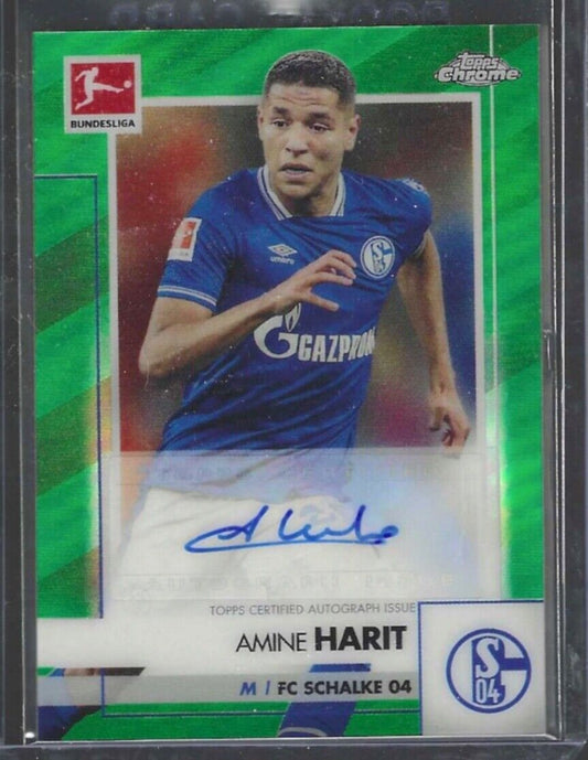 AMINE HARIT 2020-21 TOPPS CHROME BUNDESLIGA GREEN REFRACTOR AUTO #D 32/99