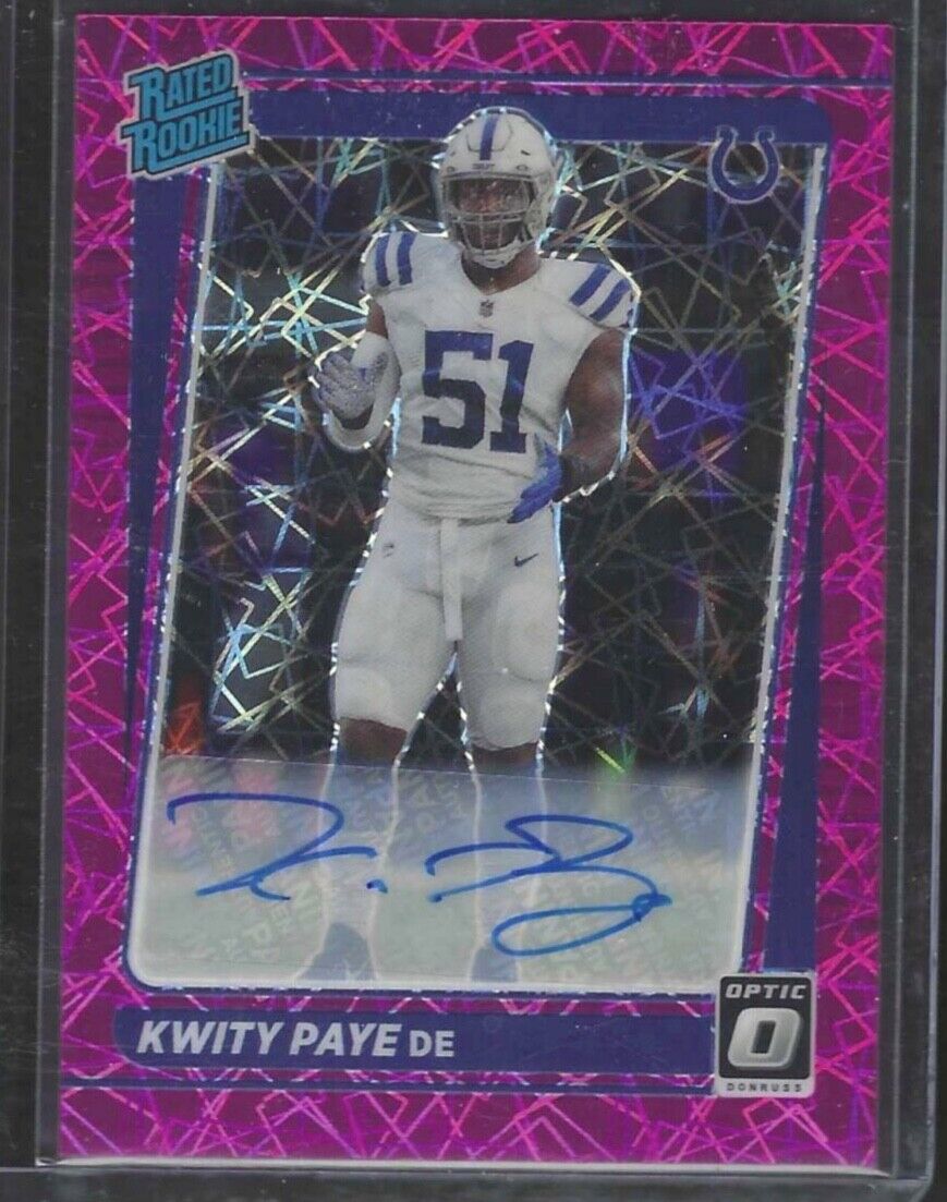 KWITY PAYE 2021 PANINI DONRUSS OPTIC PINK VELOCITY PRIZM ROOKIE AUTO RC #D 18/30