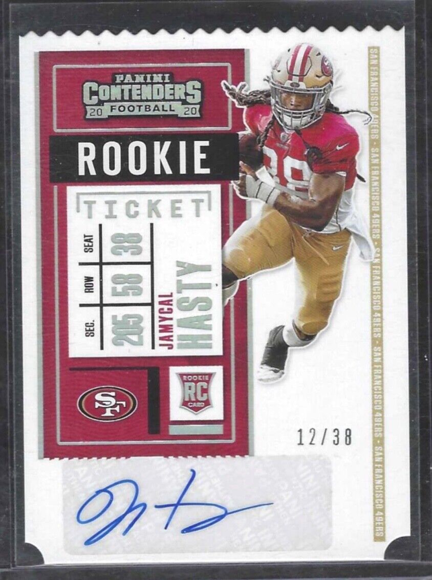 JAMYCAL HASTY 2020 PANINI CONTENDERS DIE CUT TICKET STUB ROOKIE AUTO RC #D 12/38