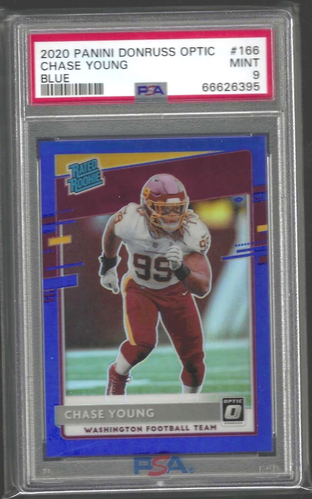 CHASE YOUNG 2020 PANINI DONRUSS OPTIC BLUE HOLO PRIZM RC #D 9/179 PSA 9 POP 6