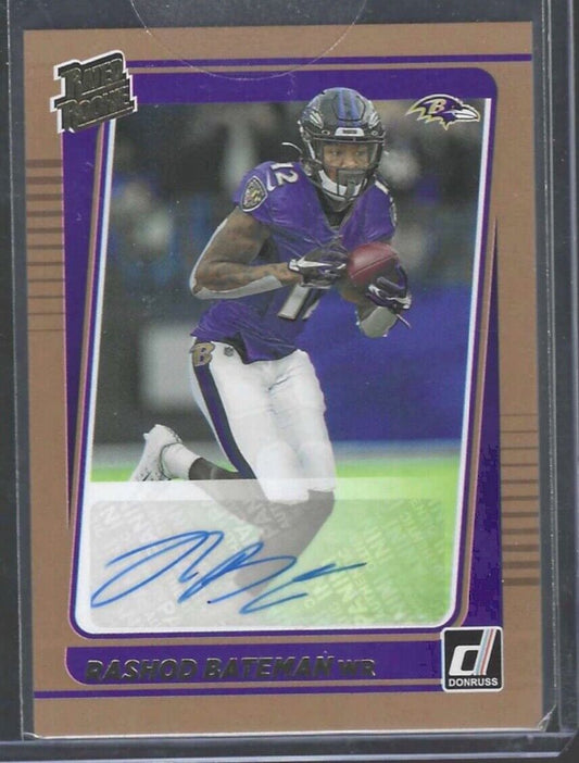 RASHOD BATEMAN 2021 PANINI DONRUSS BRONZE RATED ROOKIE AUTO RC #265