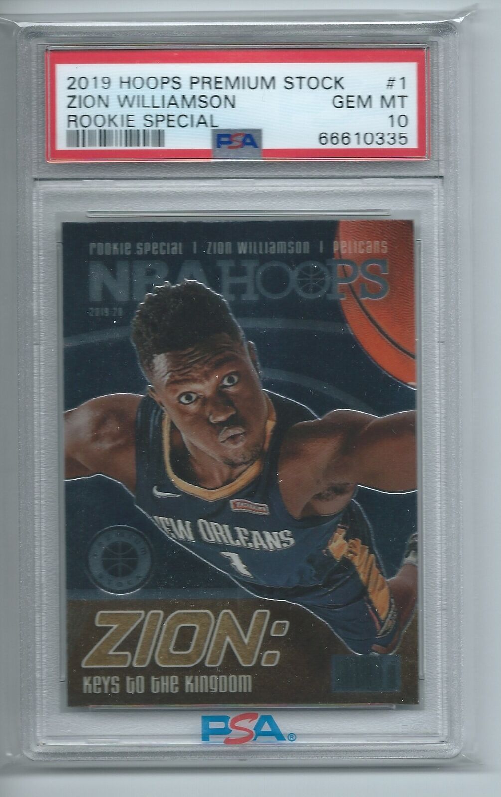 ZION WILLIAMSON 2019-20 PANINI HOOPS PREMIUM STOCK ROOKIE SPECIAL RC SSP PSA 10