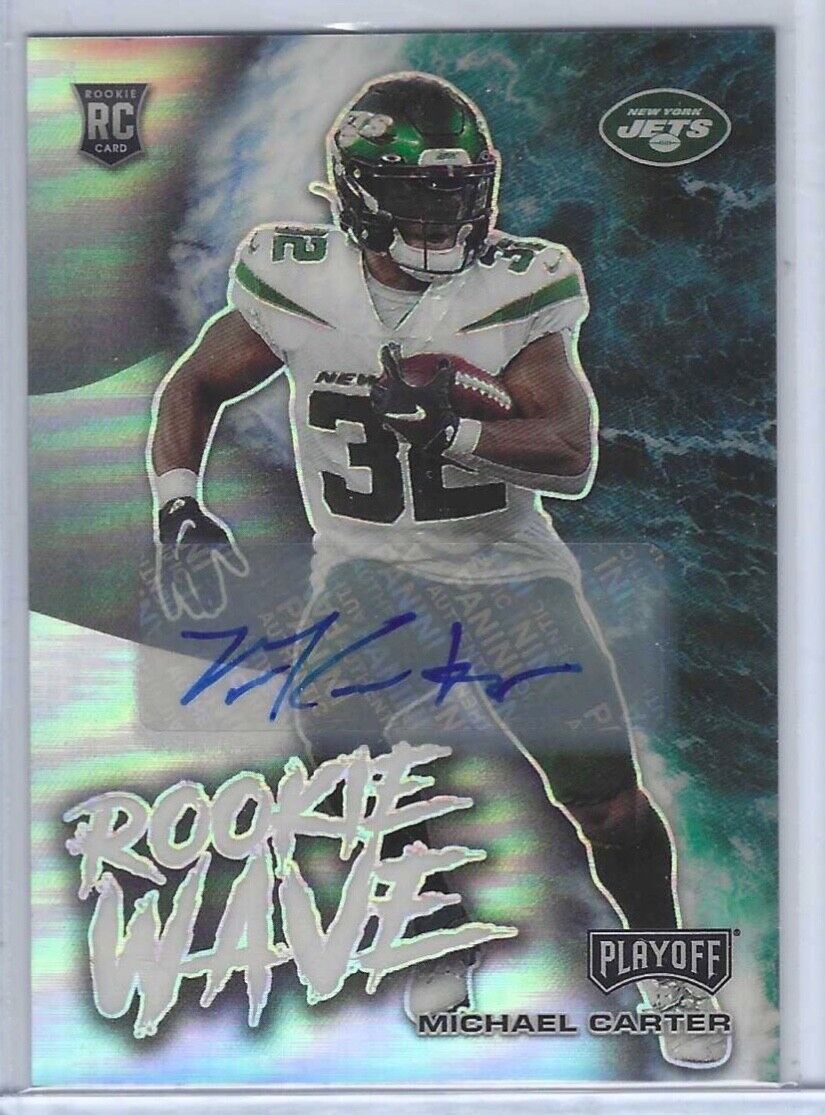 MICHAEL CARTER 2021 PANINI PLAYOFF SILVER PRIZM ROOKIE WAVE AUTO RC #D 89/99