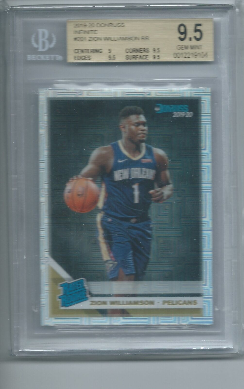 ZION WILLIAMSON 2019-20 DONRUSS INFINITE CHOICE RATED ROOKIE RC #201 BGS 9.5