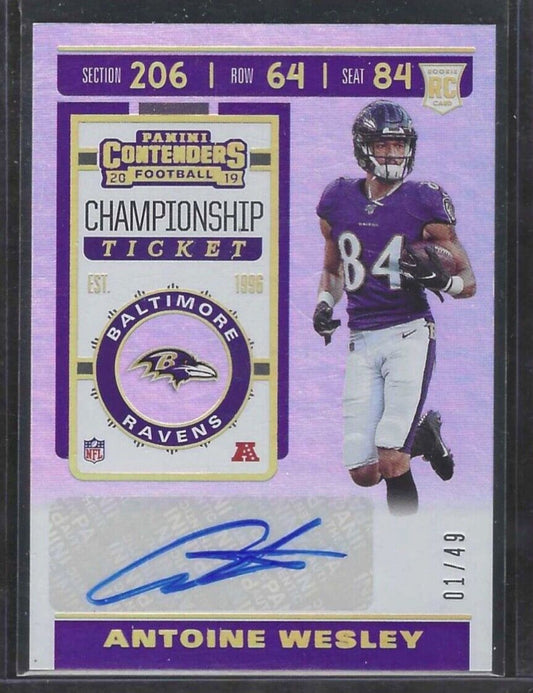 ANTOINE WESLEY 2019 PANINI CONTENDERS CHAMPIONSHIP TICKET AUTO RC #D 01/49