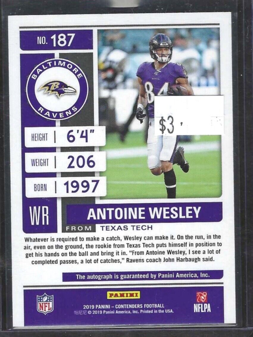 ANTOINE WESLEY 2019 PANINI CONTENDERS CHAMPIONSHIP TICKET AUTO RC #D 01/49