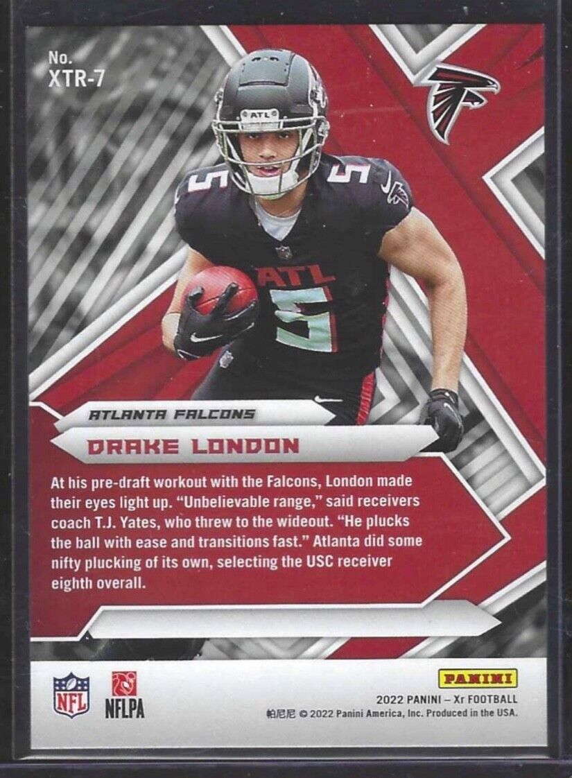 DRAKE LONDON 2022 PANINI XR PURPLE FOIL XTREME ROOKIES RC #D 09/25