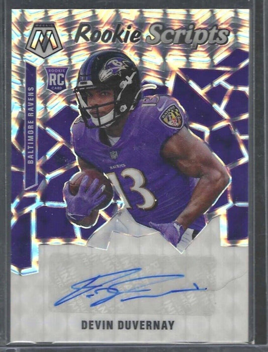 DEVIN DUVERNAY 2020 PANINI MOSAIC SILVER PRIZM SCRIPTS ROOKIE AUTO RC #RS32