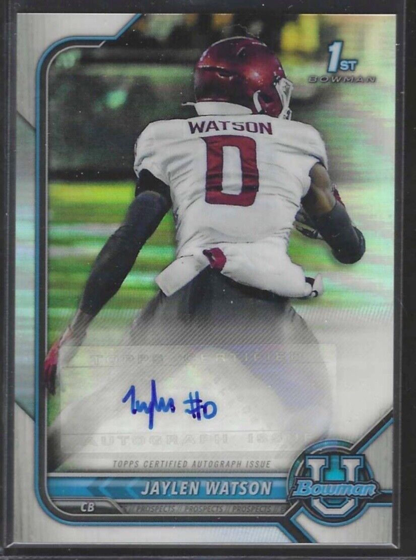 JAYLEN WATSON 2022 BOWMAN UNIVERSITY CHROME REFRACTOR 1ST PROSPECT AUTO RC