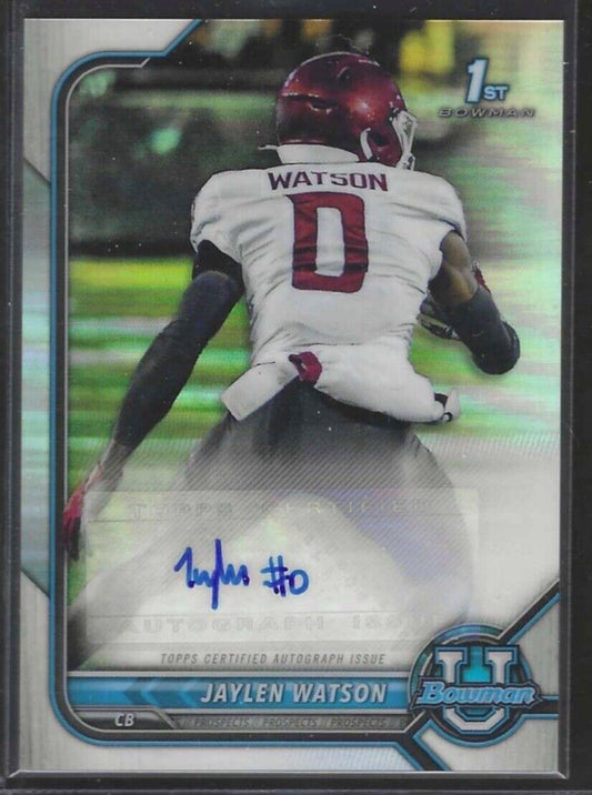 JAYLEN WATSON 2022 BOWMAN UNIVERSITY CHROME REFRACTOR 1ST PROSPECT AUTO RC