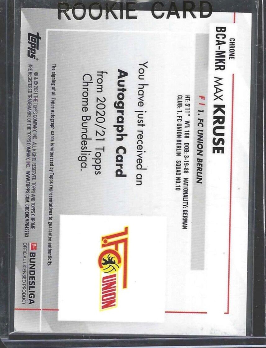MAX KRUSE 2020-21 TOPPS CHROME BUNDESLIGA REFRACTOR AUTO #BCA-MKR