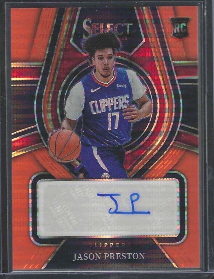 JASON PRESTON 2021-22 PANINI SELECT ORANGE PULSAR PRIZM ROOKIE AUTO RC #D 09/30