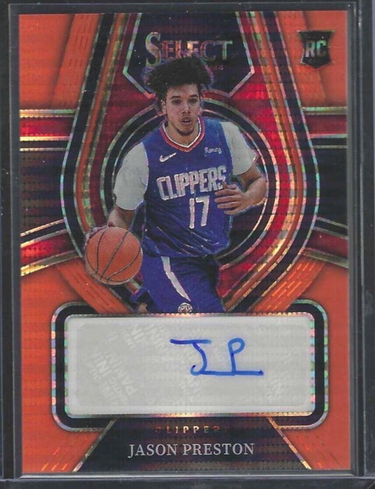 JASON PRESTON 2021-22 PANINI SELECT ORANGE PULSAR PRIZM ROOKIE AUTO RC #D 09/30
