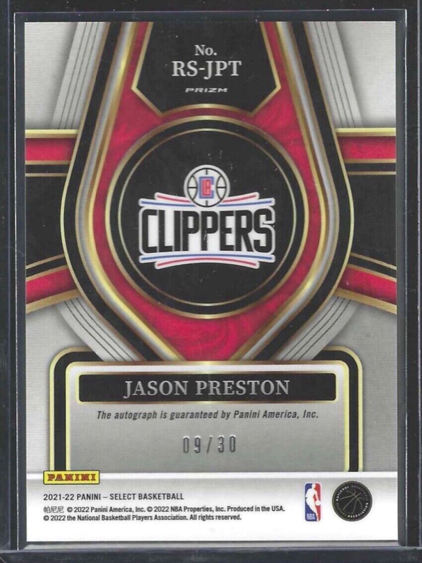 JASON PRESTON 2021-22 PANINI SELECT ORANGE PULSAR PRIZM ROOKIE AUTO RC #D 09/30