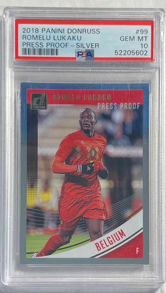 ROMELU LUKAKU 2018 PANINI DONRUSS PRESS PROOF SILVER #99 PSA 10 GEM MINT POP 1/1