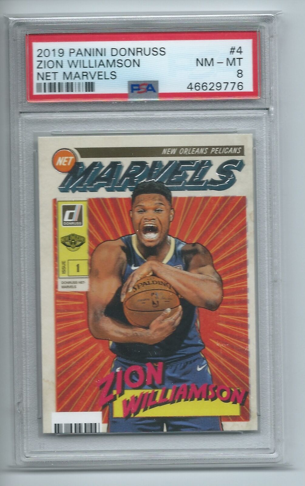 ZION WILLIAMSON 2019-20 PANINI DONRUSS NET MARVELS ROOKIE RC #4 PSA 8 MINT