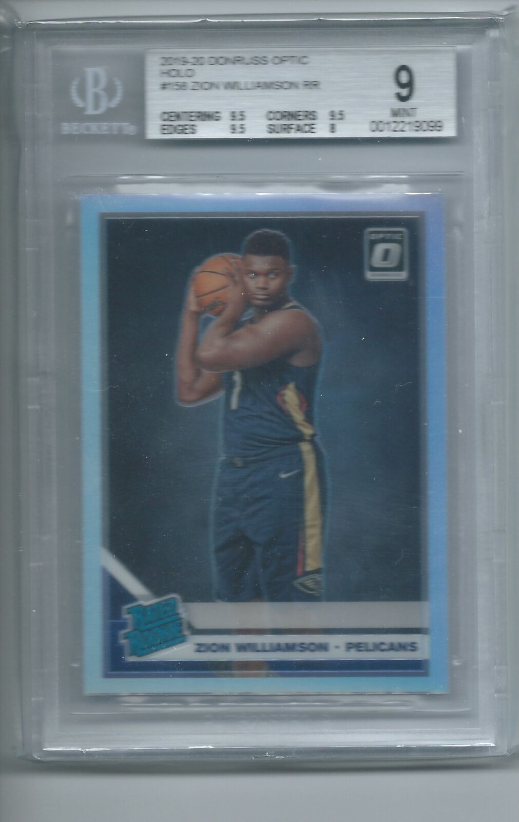 ZION WILLIAMSON 2019-20 PANINI DONRUSS OPTIC HOLO RATED ROOKIE RC #158 BGS 9