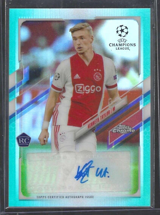KENNETH TAYLOR 2020-21 TOPPS CHROME UEFA AQUA REFRACTOR ROOKIE AUTO RC #D /199