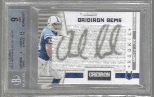 ANDREW LUCK 2012 PANINI GRIDIRON PULLOUT ROOKIE JERSEY AUTO RC /199 BGS 9 POP 7