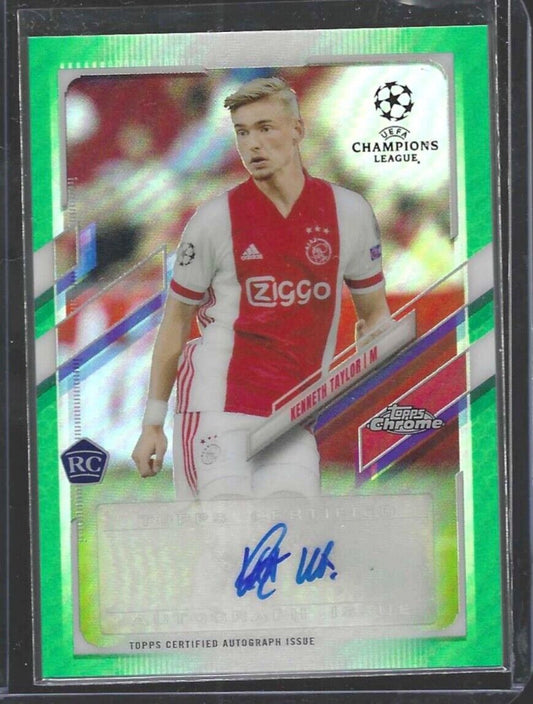 KENNETH TAYLOR 2020-21 TOPPS CHROME UEFA GREEN REFRACTOR AUTO RC #D 01/99