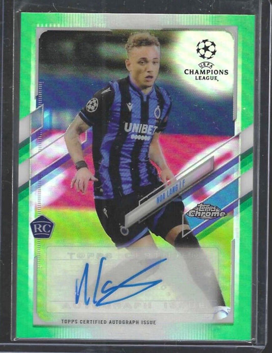 NOA LANG 2020-21 TOPPS CHROME UEFA GREEN REFRACTOR AUTO RC #D 93/99