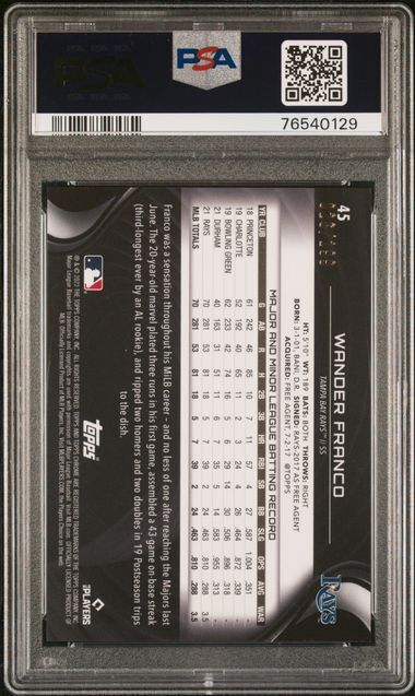 WANDER FRANCO 2022 TOPPS CHROME BLACK REFRACTOR RC #D 26/199 PSA 9 MINT