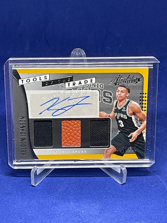 KELDON JOHNSON 2019-20 ABSOLUTE TOOLS OF THE TRADE JERSEY BALL AUTO RC #D 97/199