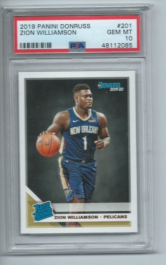 ZION WILLIAMSON 2019-20 PANINI DONRUSS RATED ROOKIE RC #201 PSA 10 GEM MINT