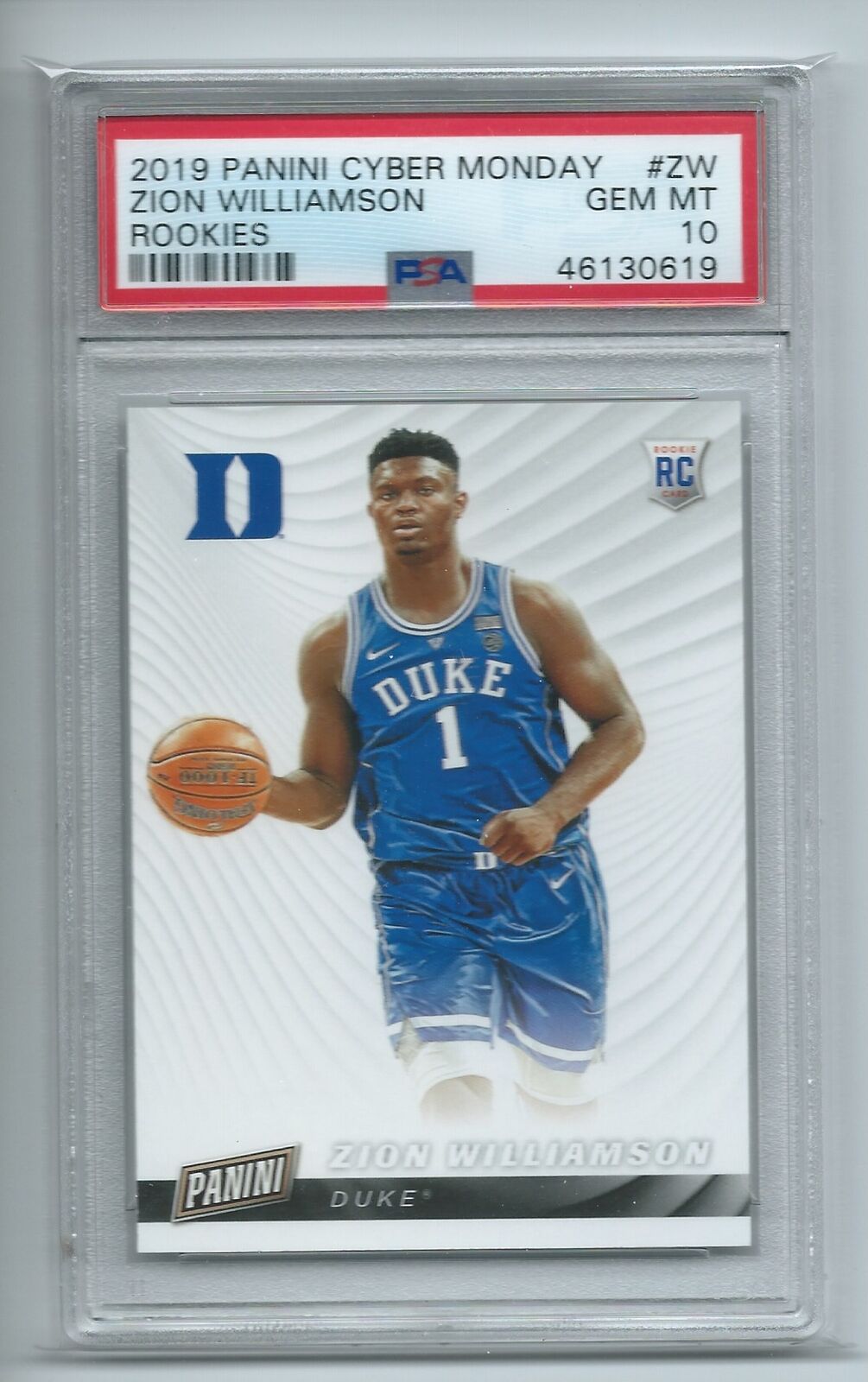 ZION WILLIAMSON 2019-20 PANINI CYBER MONDAY ROOKIES RC #ZW PSA 10 GEM MINT