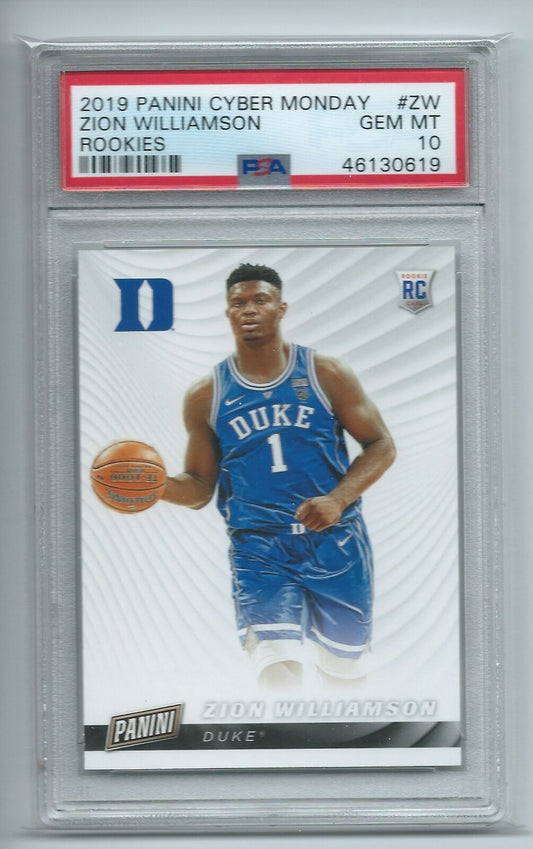 ZION WILLIAMSON 2019-20 PANINI CYBER MONDAY ROOKIES RC #ZW PSA 10 GEM MINT