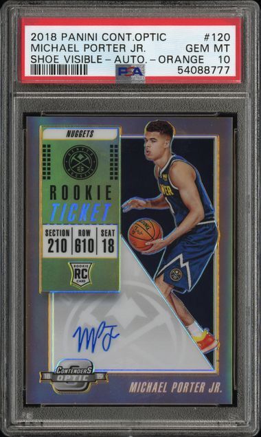 MICHAEL PORTER JR 2018-19 PANINI CONTENDERS OPTIC ORANGE AUTO RC /25 PSA 10 GEM